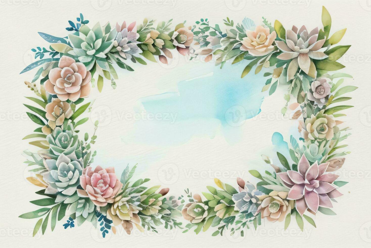 Watercolor Succulents Clipart photo