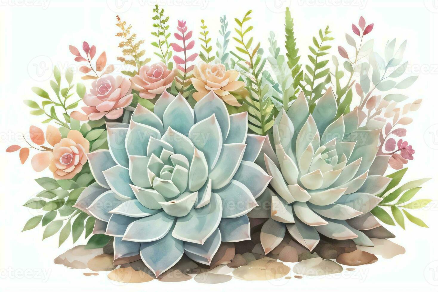 Watercolor Succulents Clipart photo