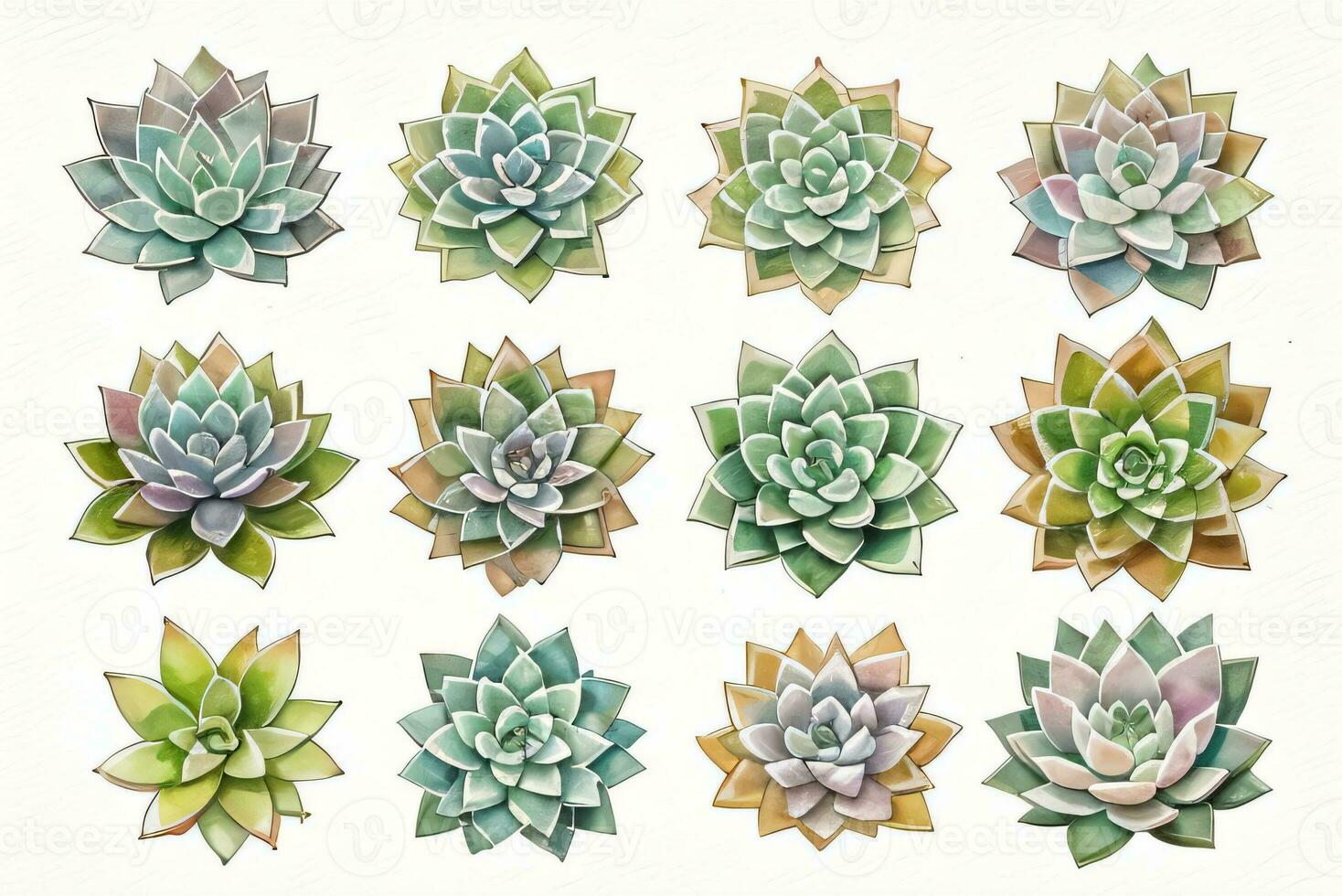 Watercolor Succulents Clipart photo