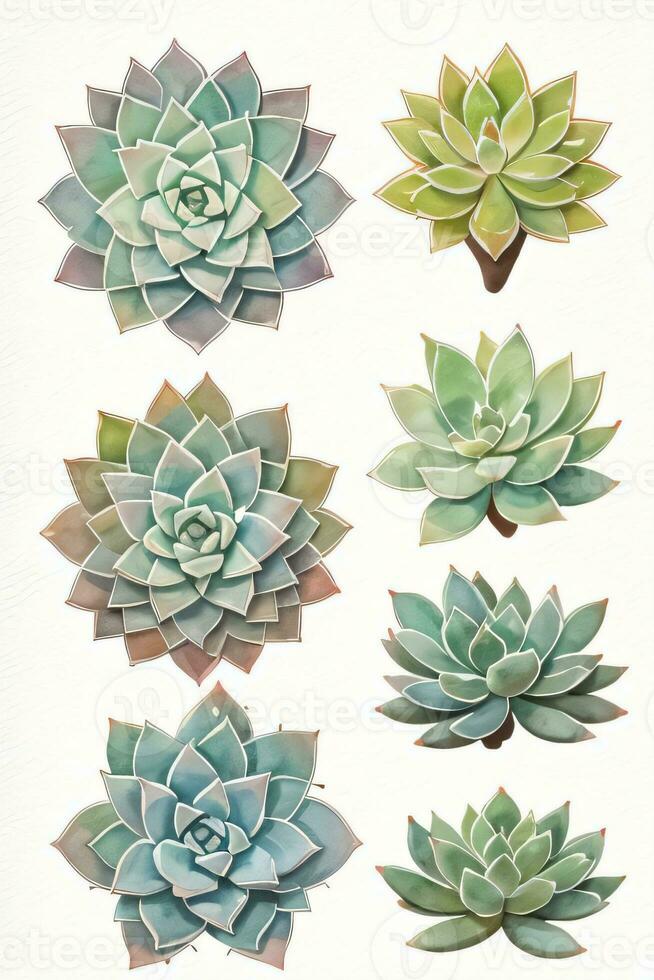 Watercolor Succulents Clipart photo