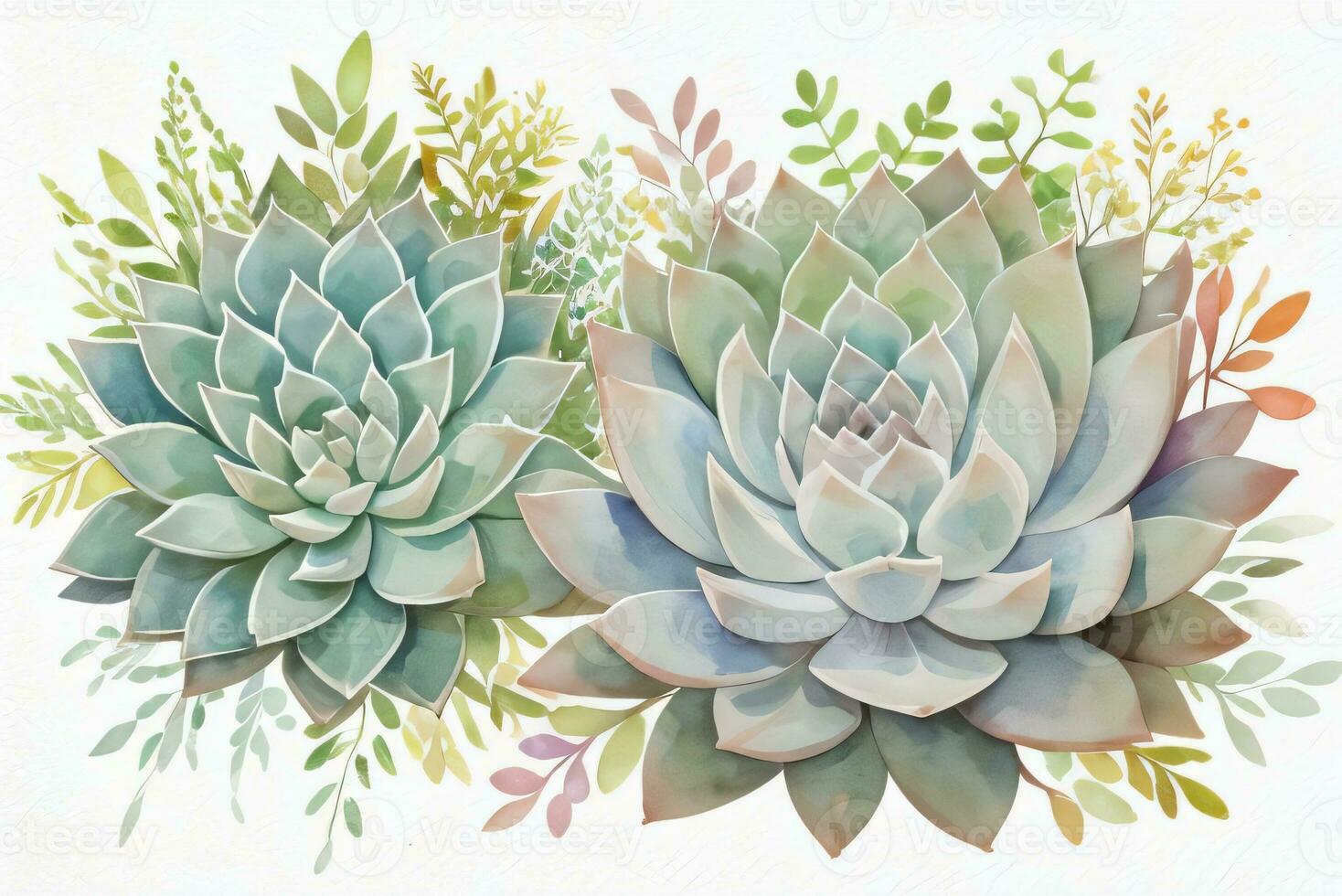 Watercolor Succulents Clipart photo