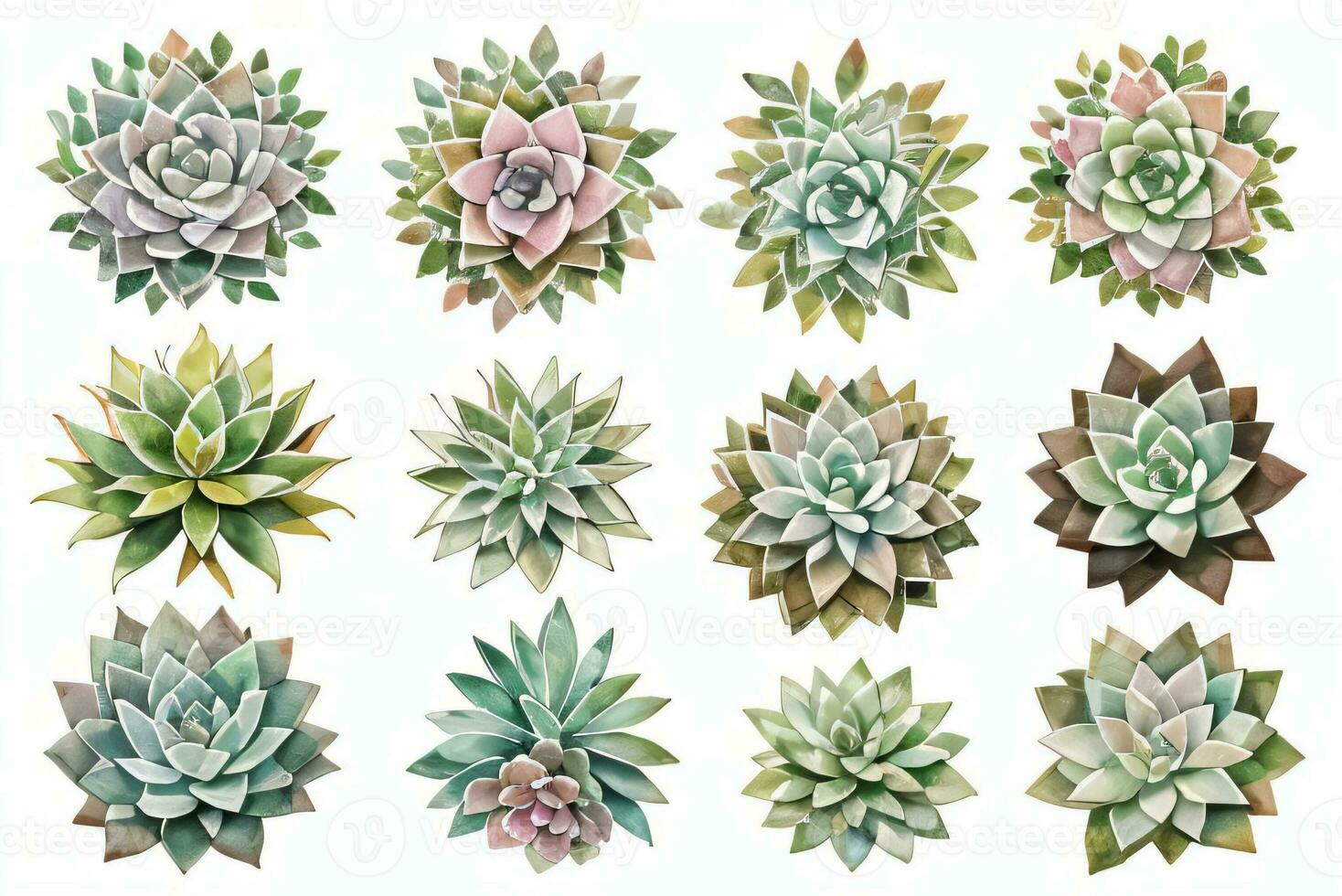 Watercolor Succulents Clipart photo
