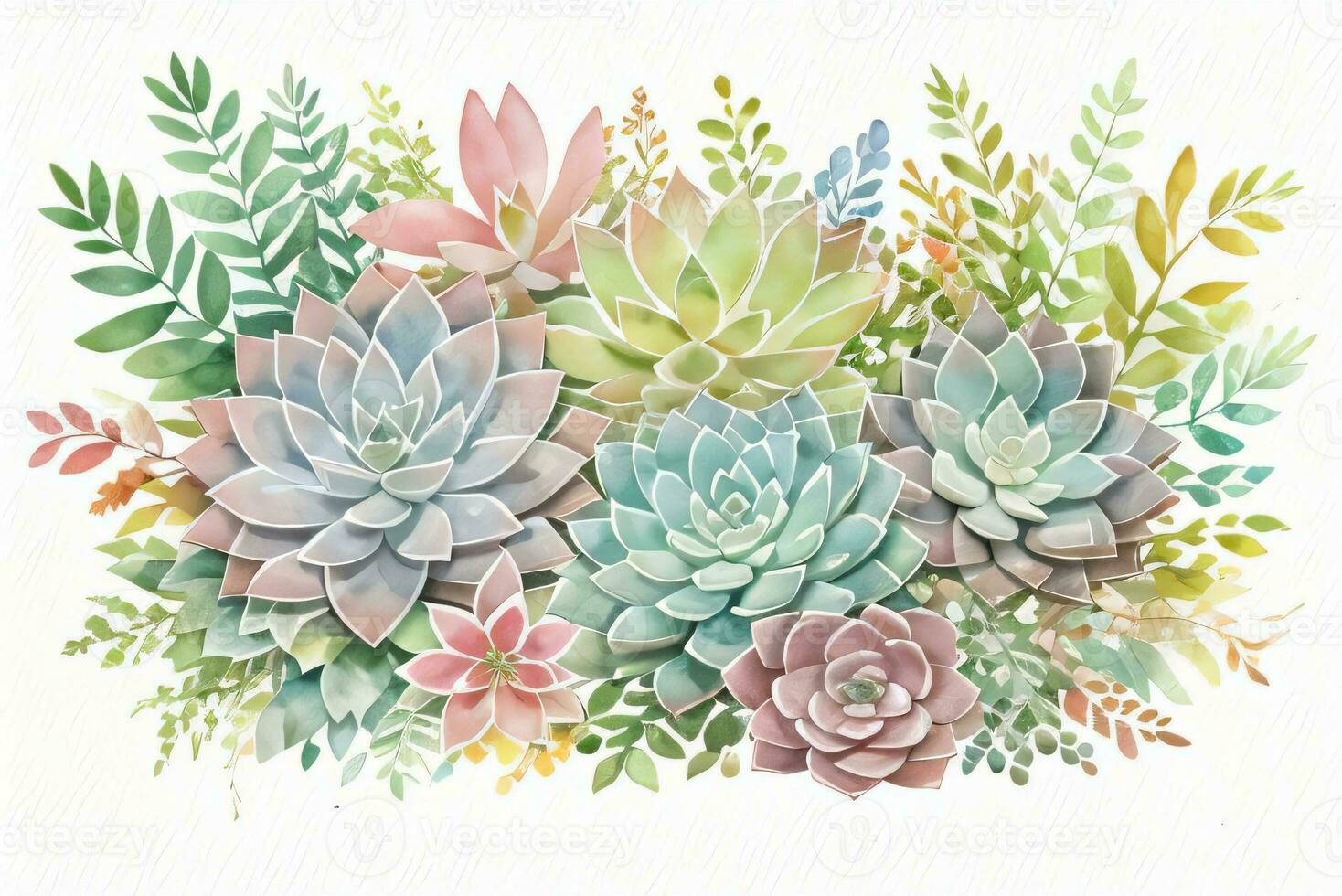 Watercolor Succulents Clipart photo