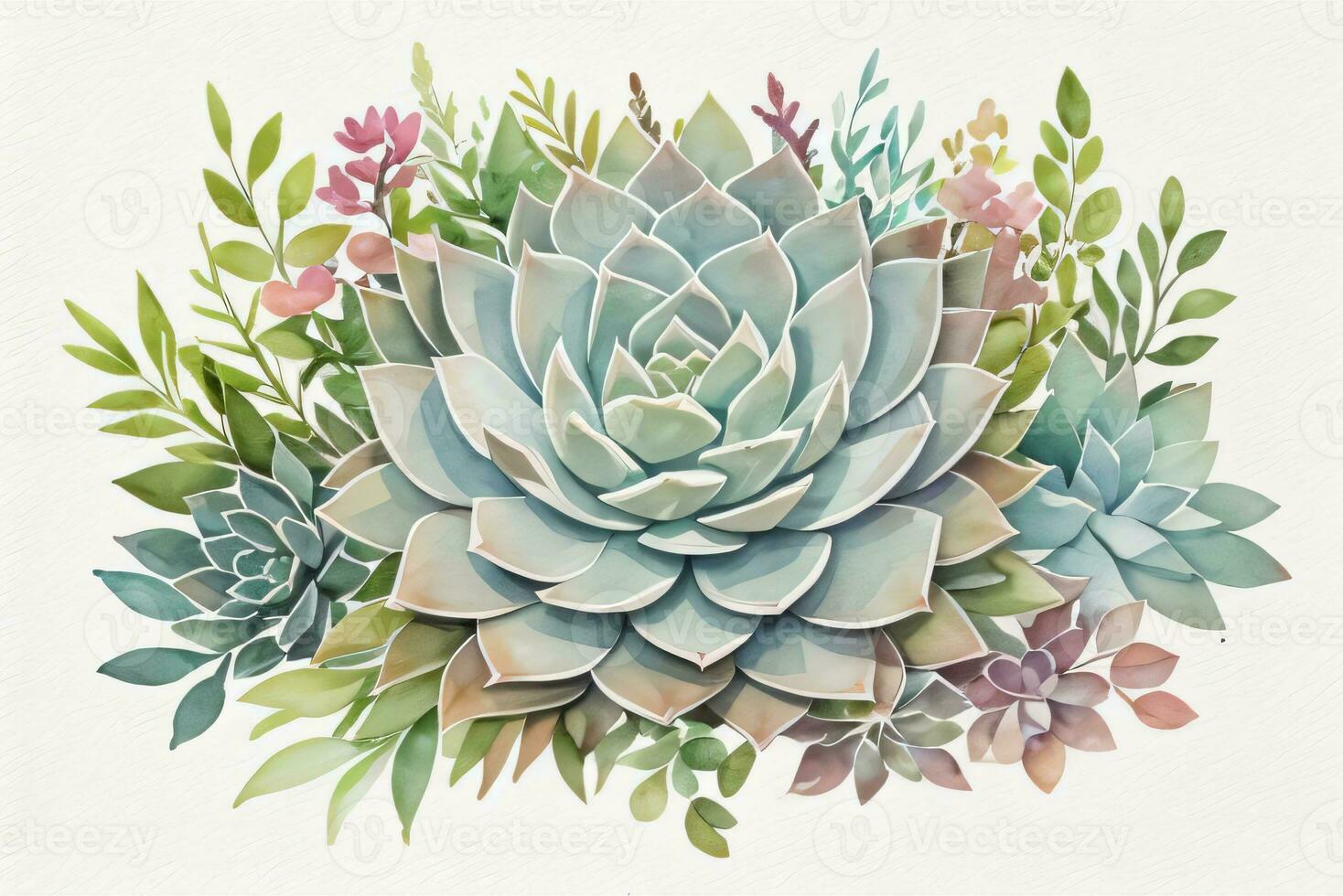 Watercolor Succulents Clipart photo