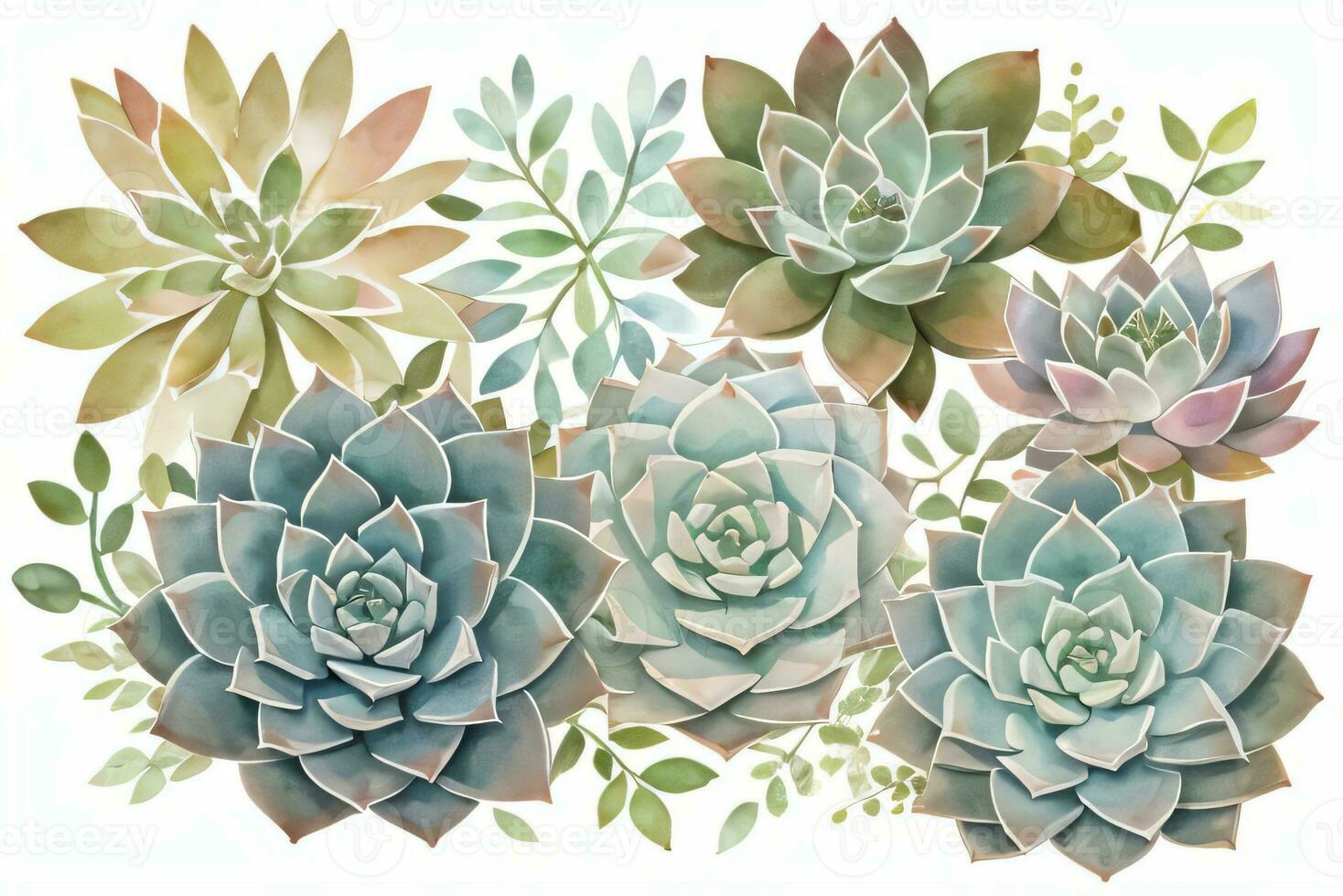 Watercolor Succulents Clipart photo