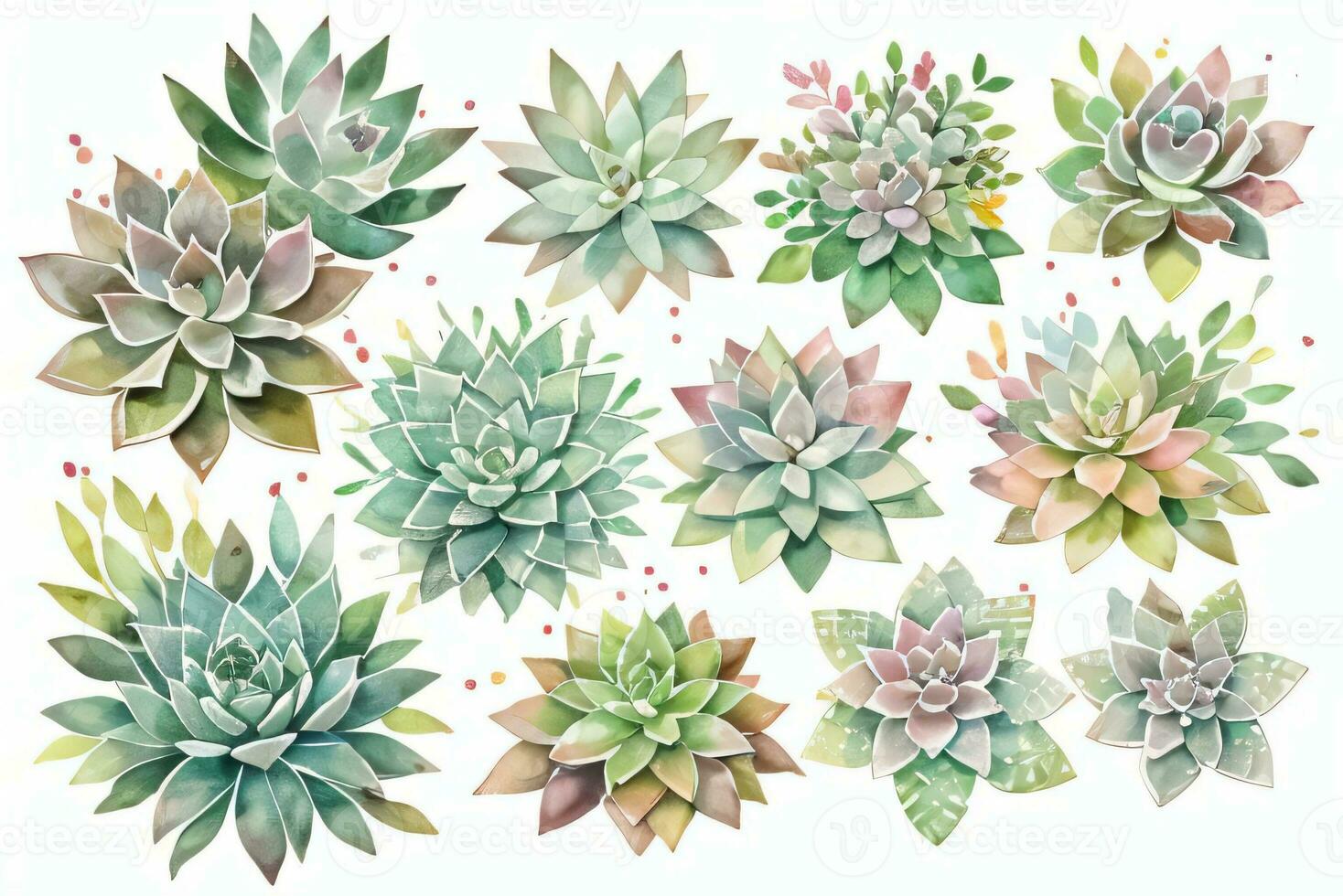 Watercolor Succulents Clipart photo