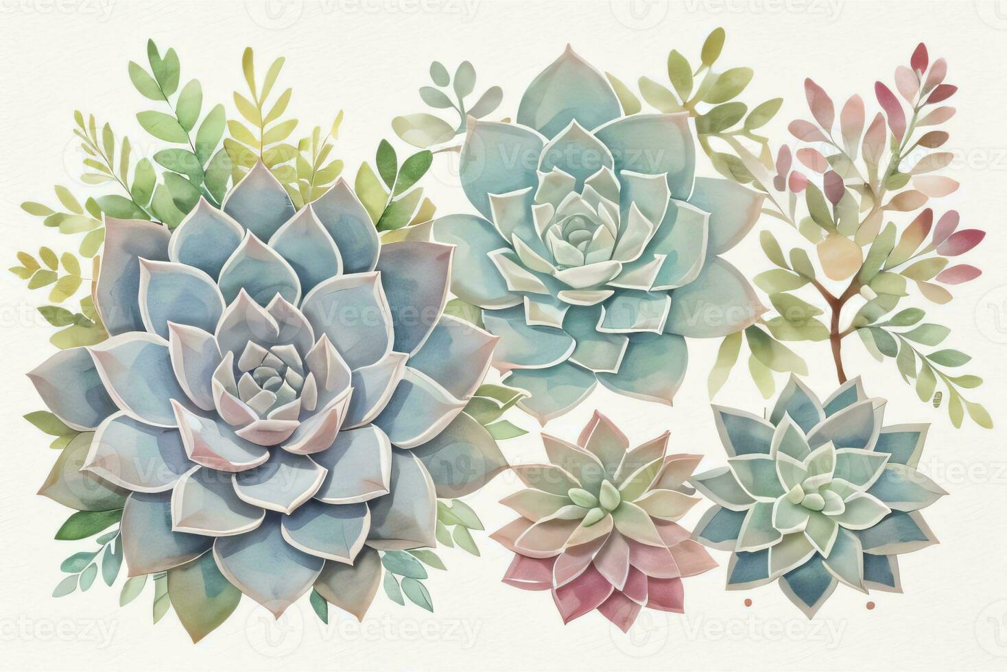 Watercolor Succulents Clipart photo