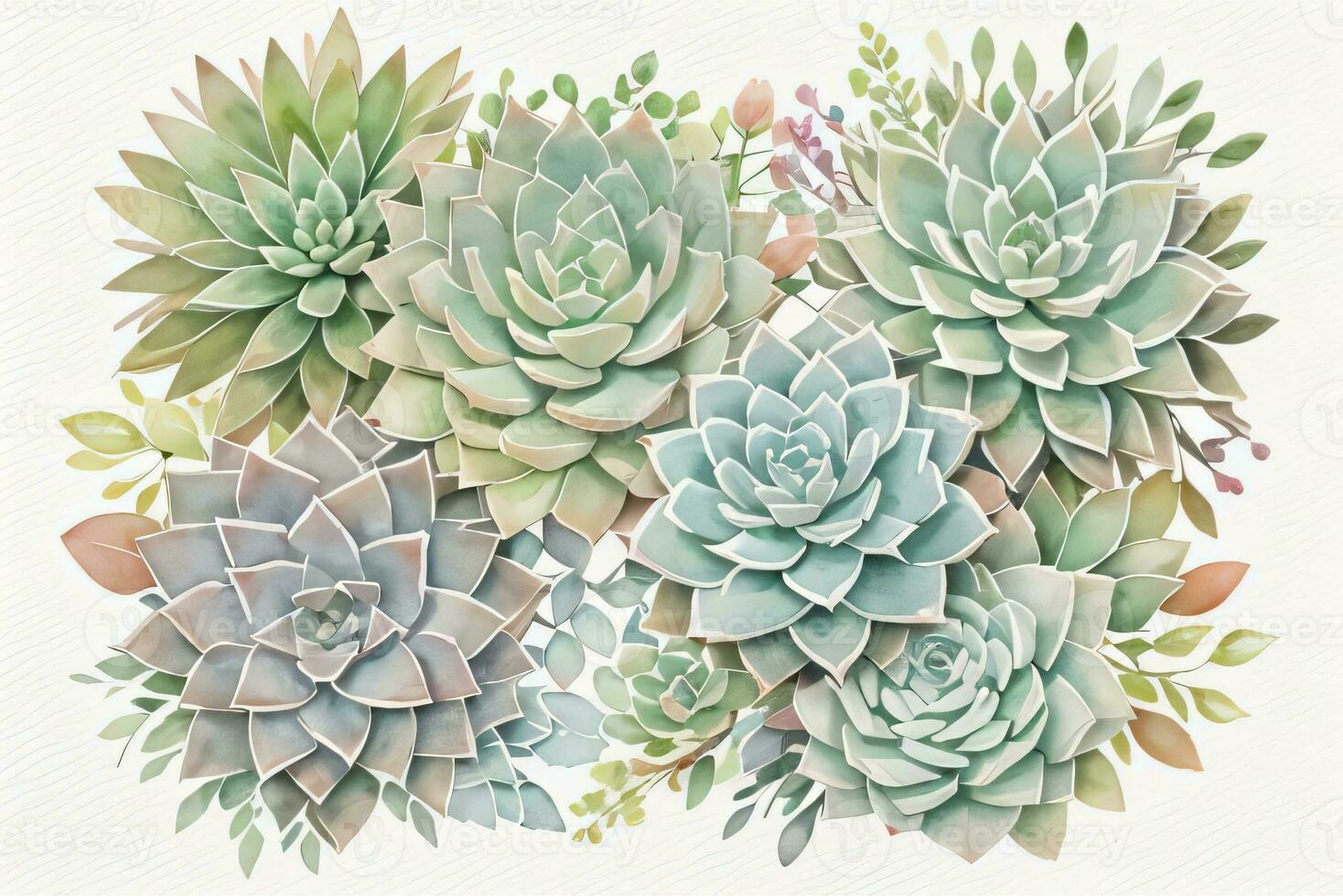 Watercolor Succulents Clipart photo