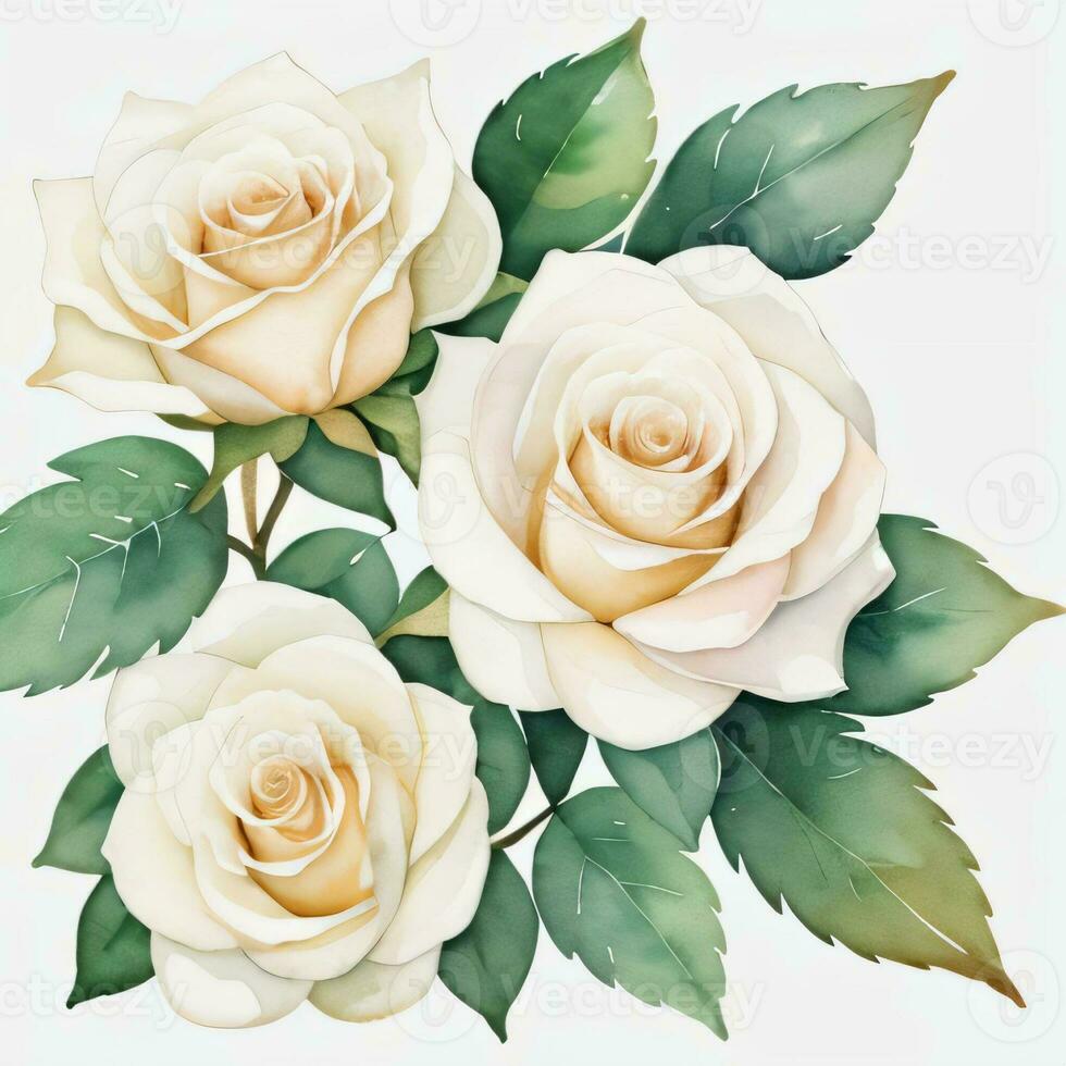 blanco acuarela rosas clipart foto