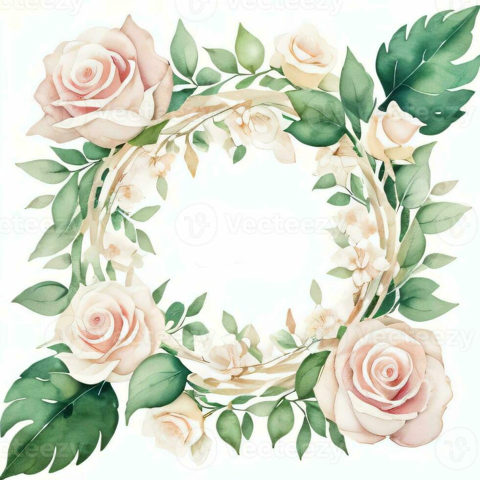 White Watercolor Roses Clipart photo