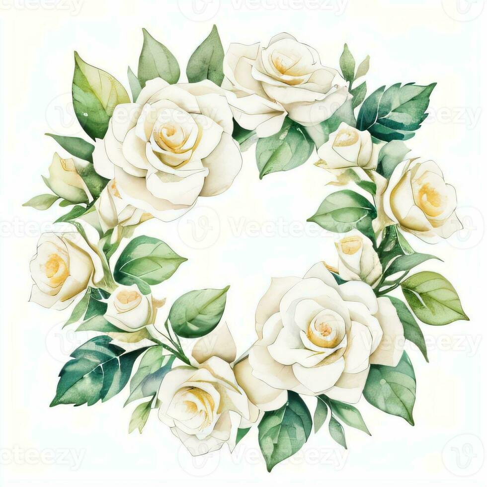 White Watercolor Roses Clipart photo