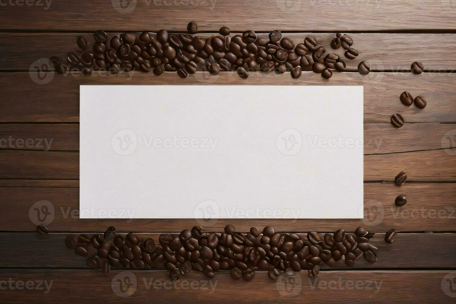 Coffee Beans on the wooden table banner template photo