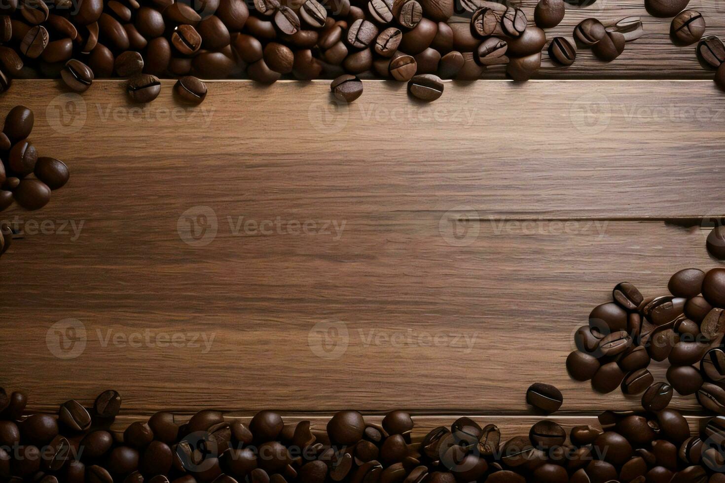 Coffee Beans on the wooden table banner template photo