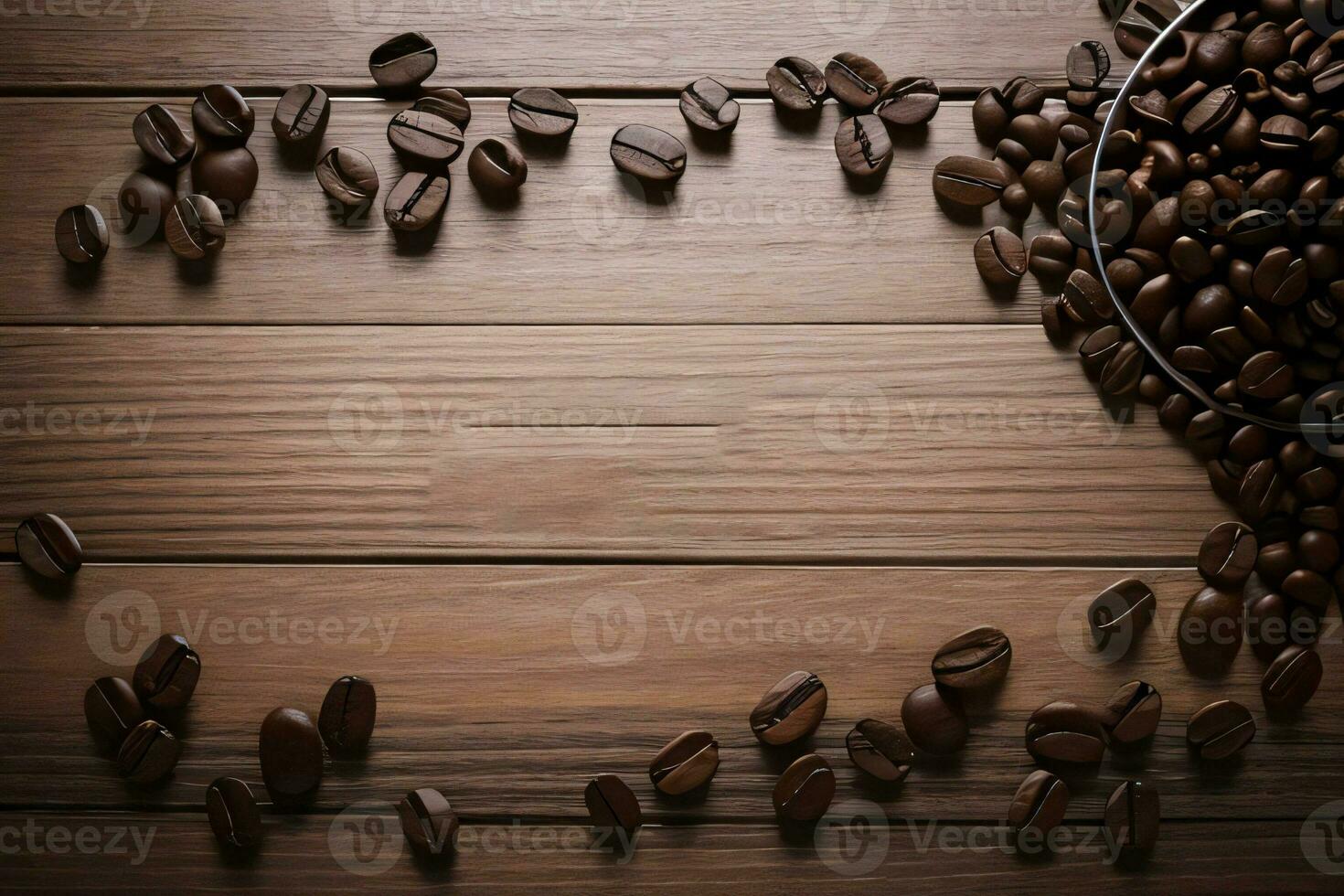 Coffee Beans on the wooden table banner template photo