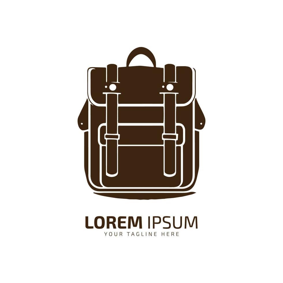 mínimo y resumen logo de bolso vector bolso icono colegio bolso silueta aislado modelo diseño marrón bolso