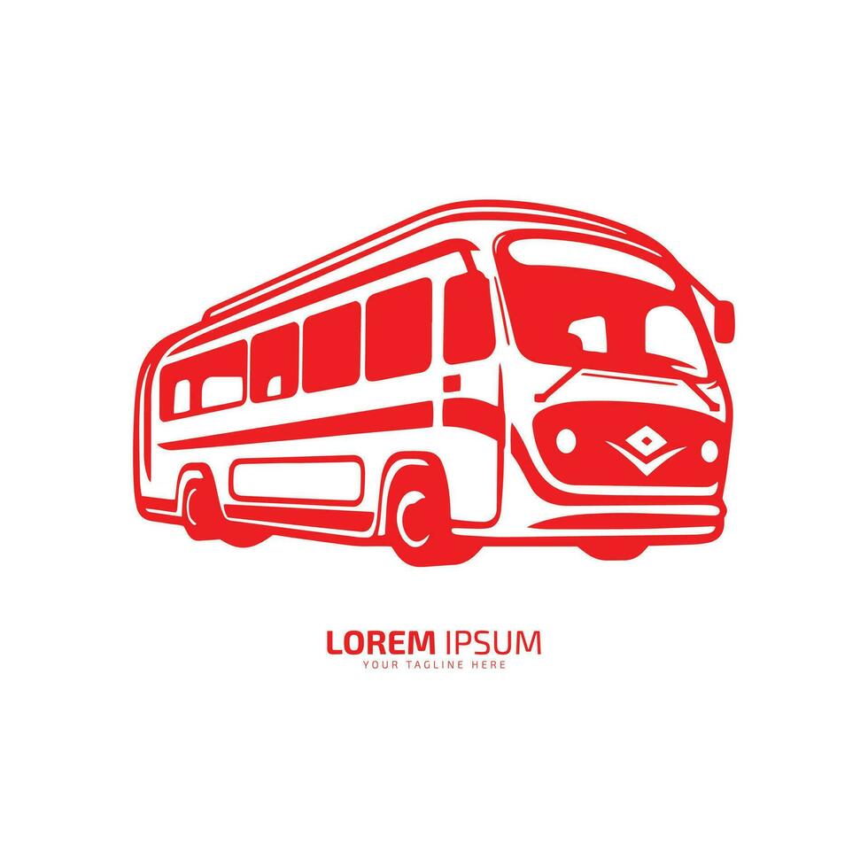 Minimal and abstract logo of bus vector school bus icon student bus silhouette isolated template design red bus
