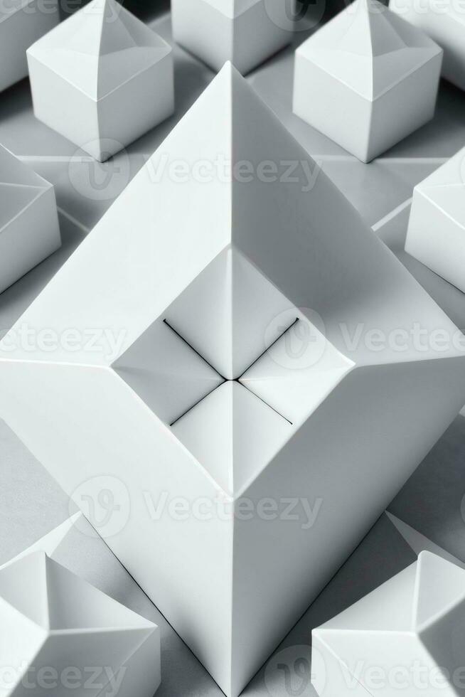 White Geometry Texture 3D Modern Background photo