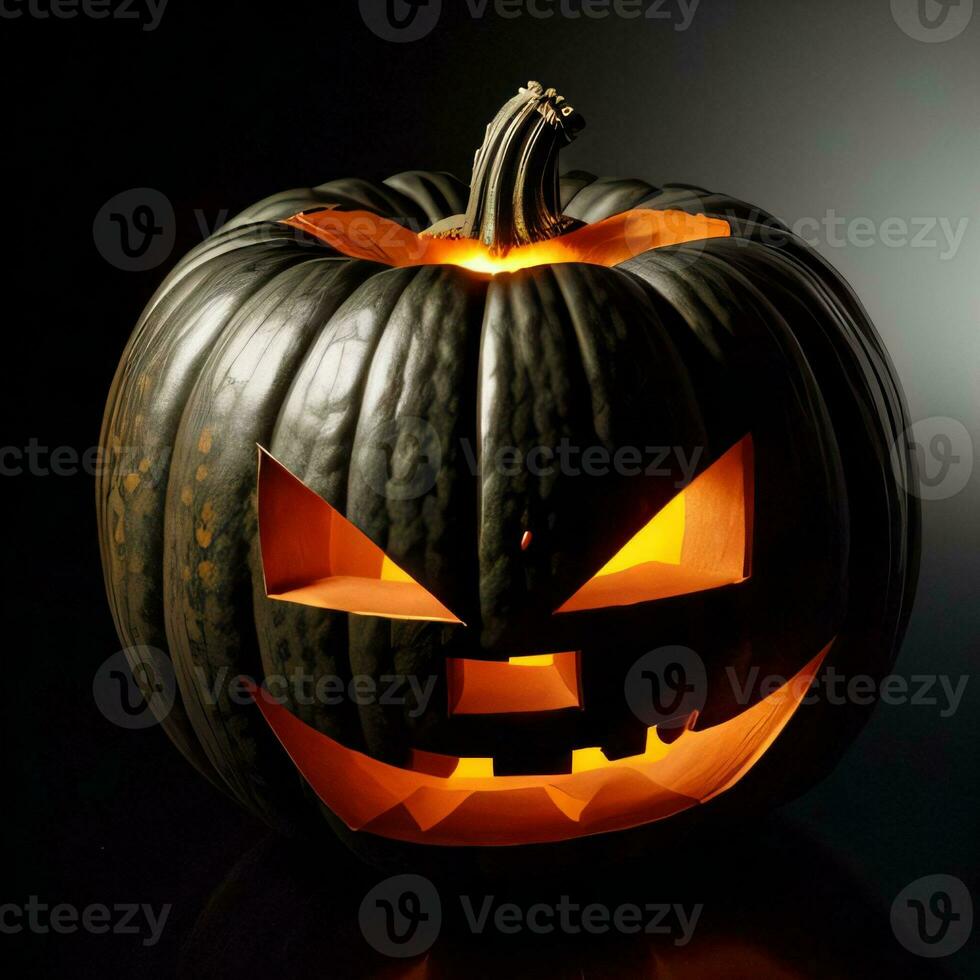calabaza de halloween en el fondo negro foto