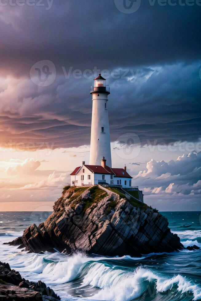 foto de el faro y Tormentoso mar antecedentes fondo de pantalla