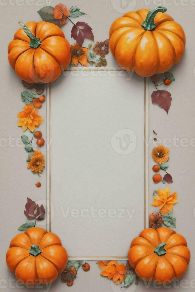 Watercolor Background with Pumpkins Halloween or Harvest Festival photo