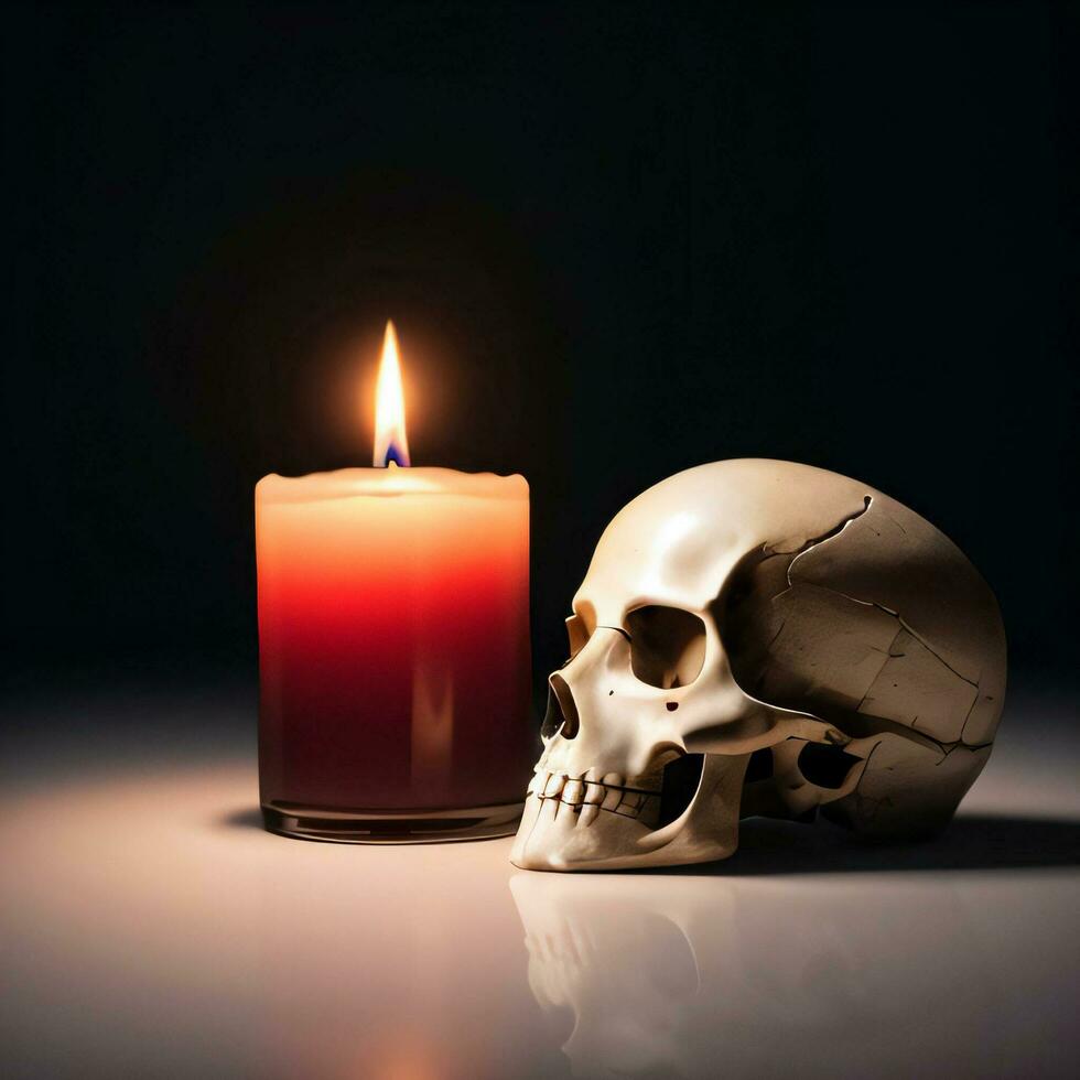 The Skull and Candle on the Black Background 30005395 Stock Photo at