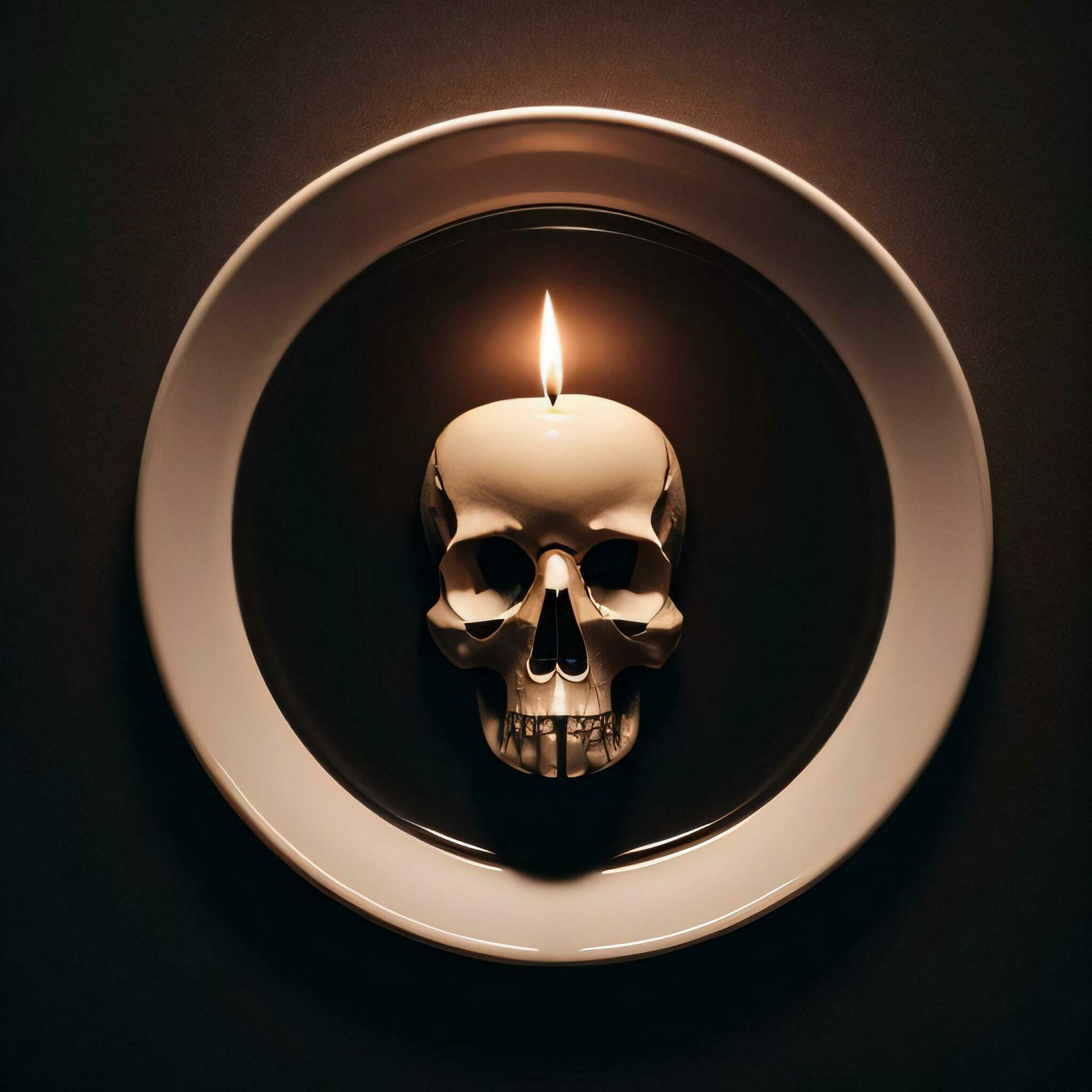 The Skull and Candle on the Black Background 30005445 Stock Photo at