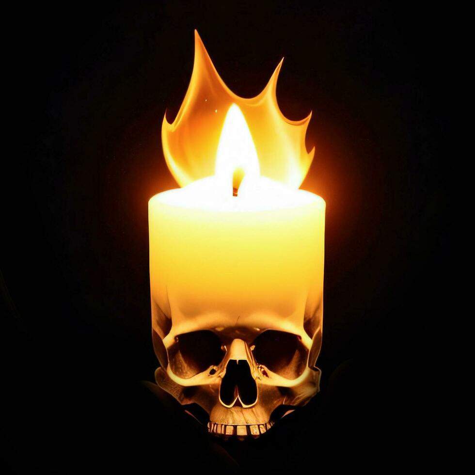 The Skull and Candle on the Black Background 30005446 Stock Photo at