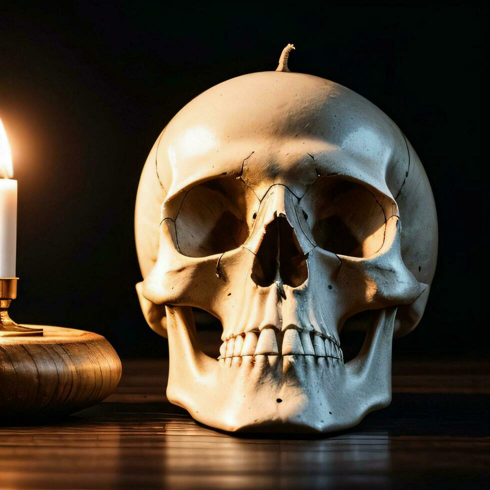 The Skull and Candle on the Black Background 30005452 Stock Photo at
