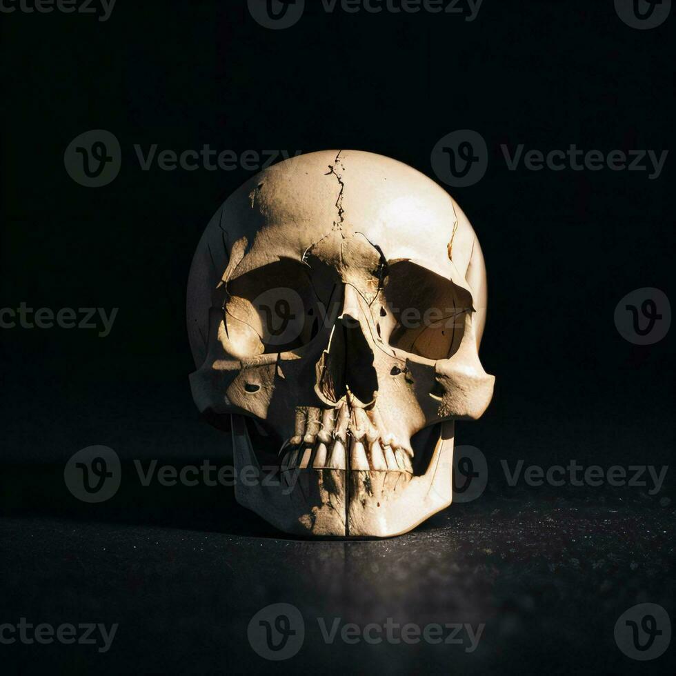 The Skull on the Black Background photo