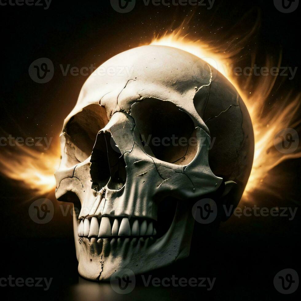 The Skull on the Black Background photo