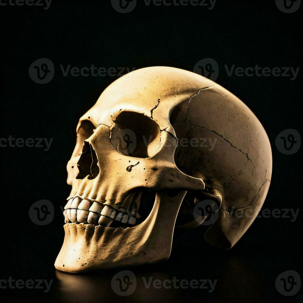 The Skull on the Black Background photo