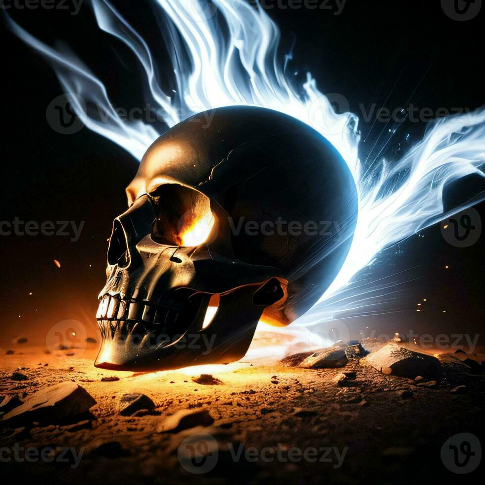 The Skull on the Black Background photo