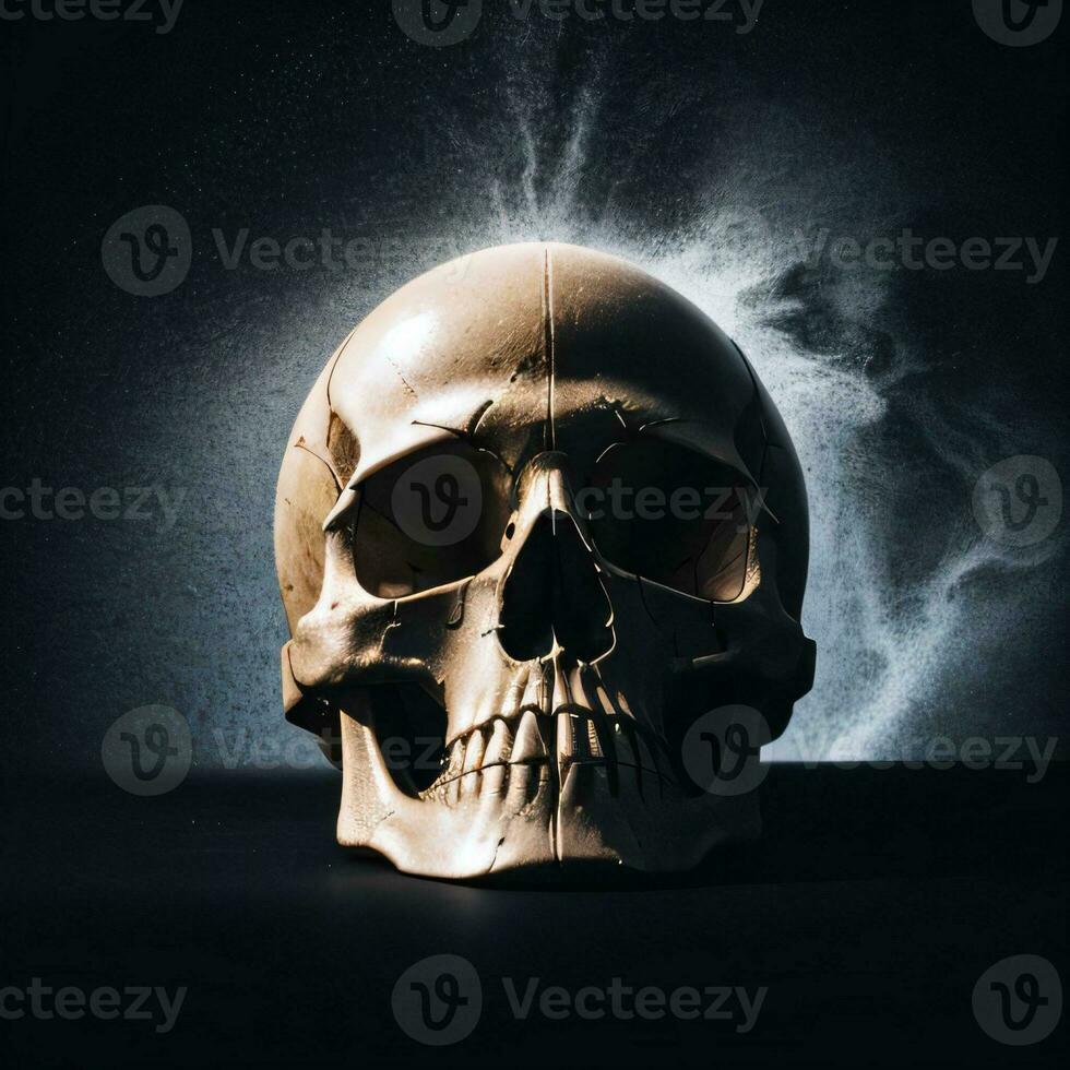 The Skull on the Black Background photo