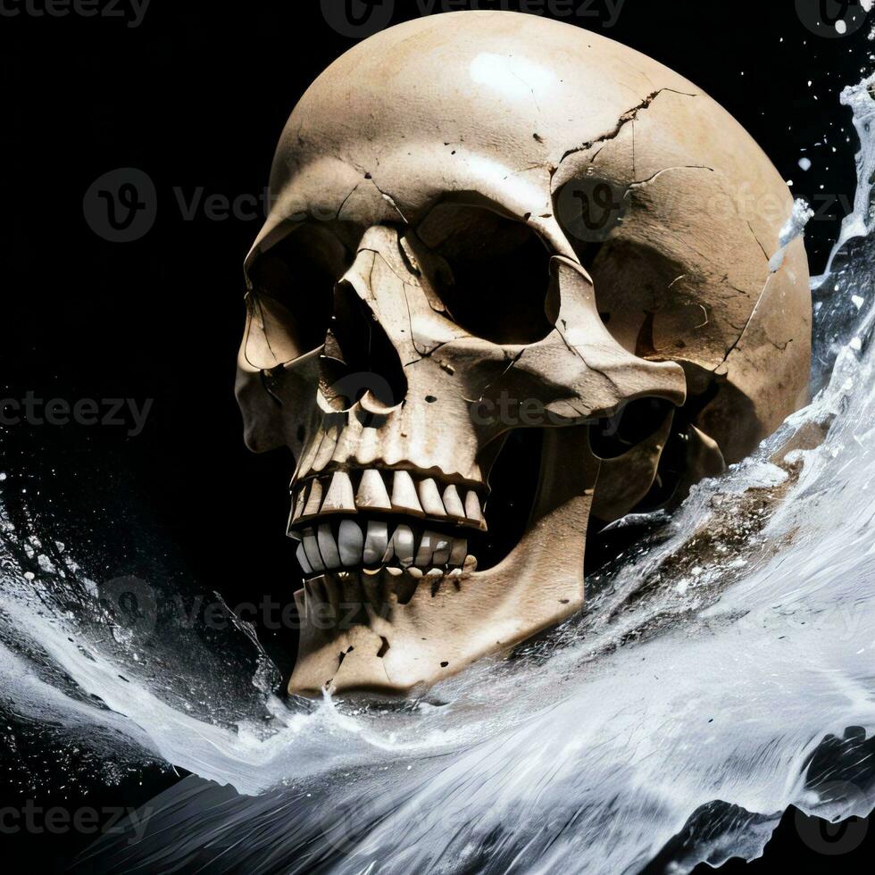 The Skull on the Black Background photo