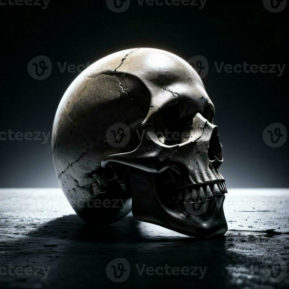 The Skull on the Black Background photo