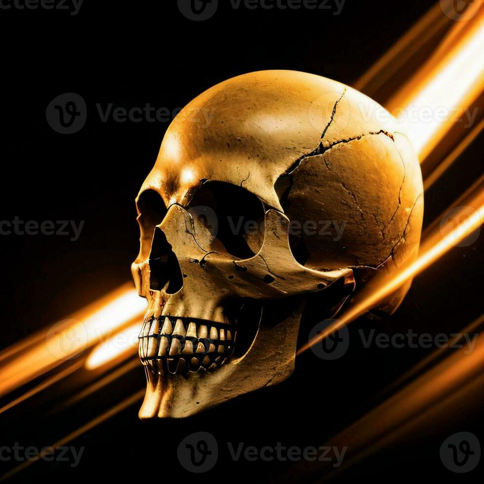 The Skull on the Black Background photo