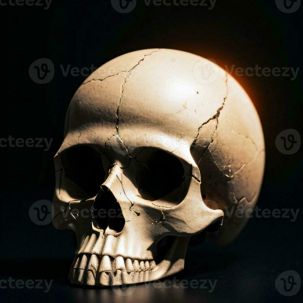 The Skull on the Black Background photo