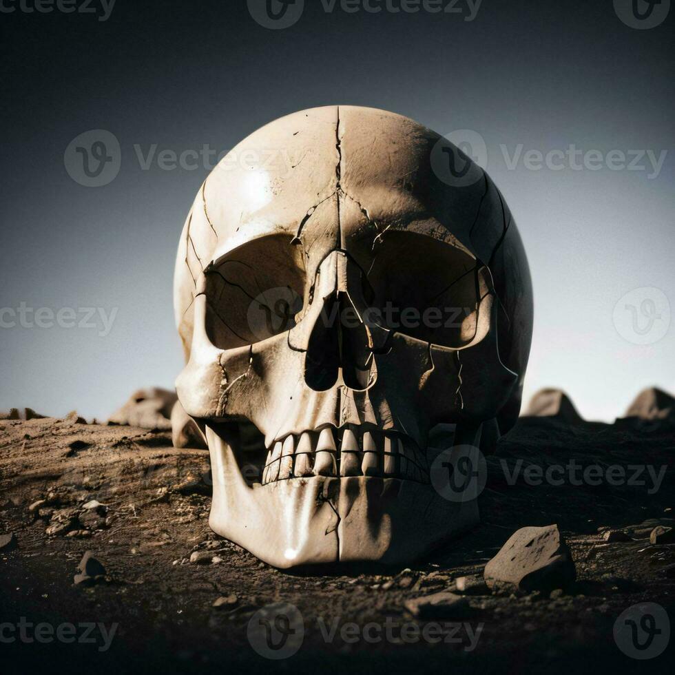 The Skull on the Black Background photo