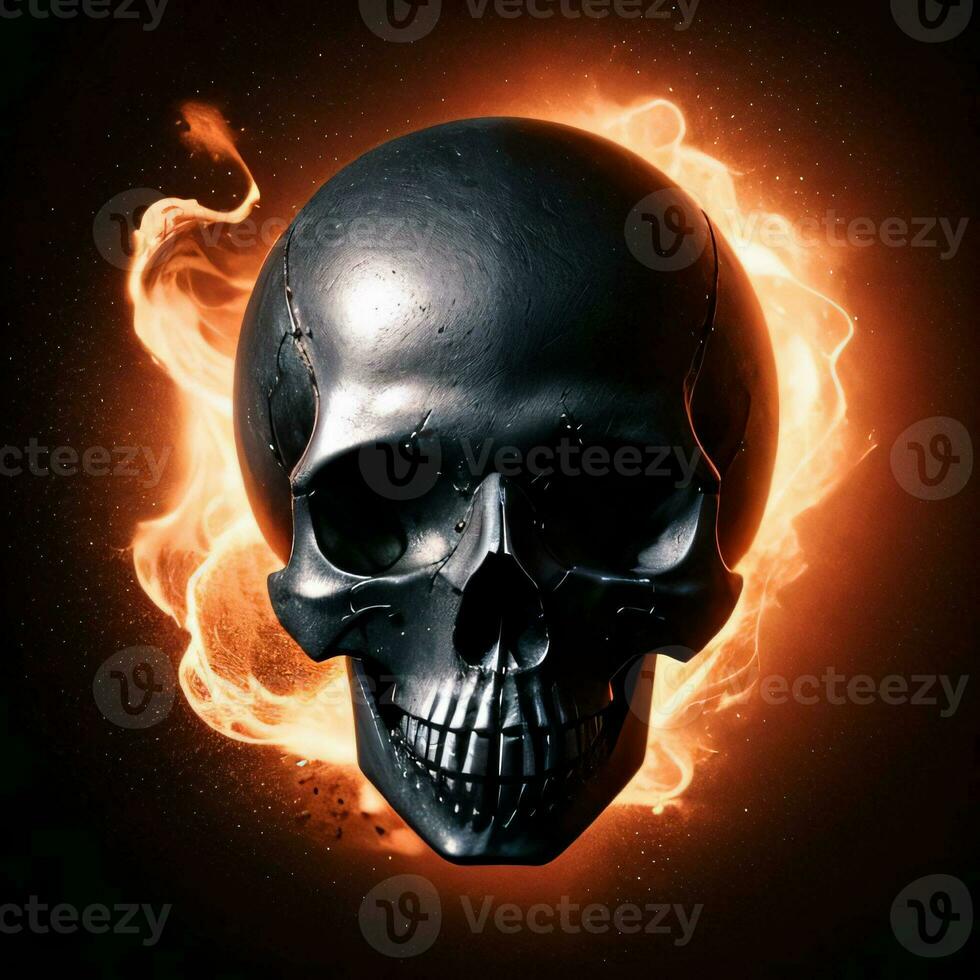 The Skull on the Black Background photo