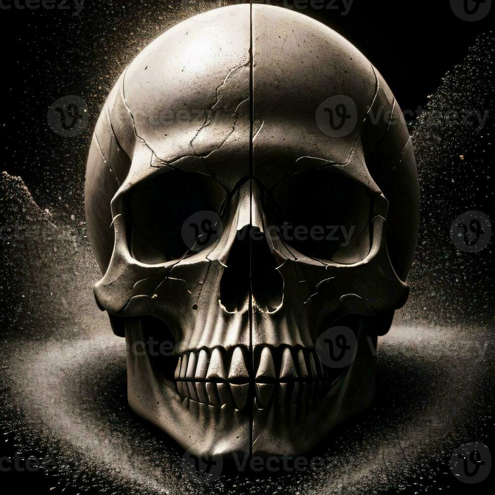 The Skull on the Black Background photo