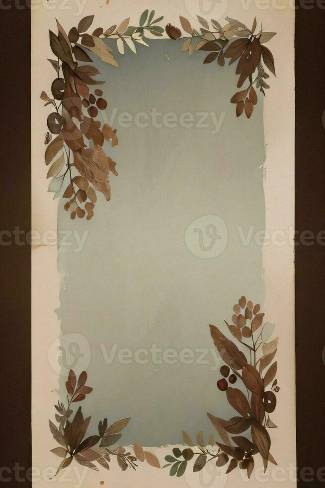 Vintage Background With Watercolor Coffee Beans and Leaves Cafe Template photo