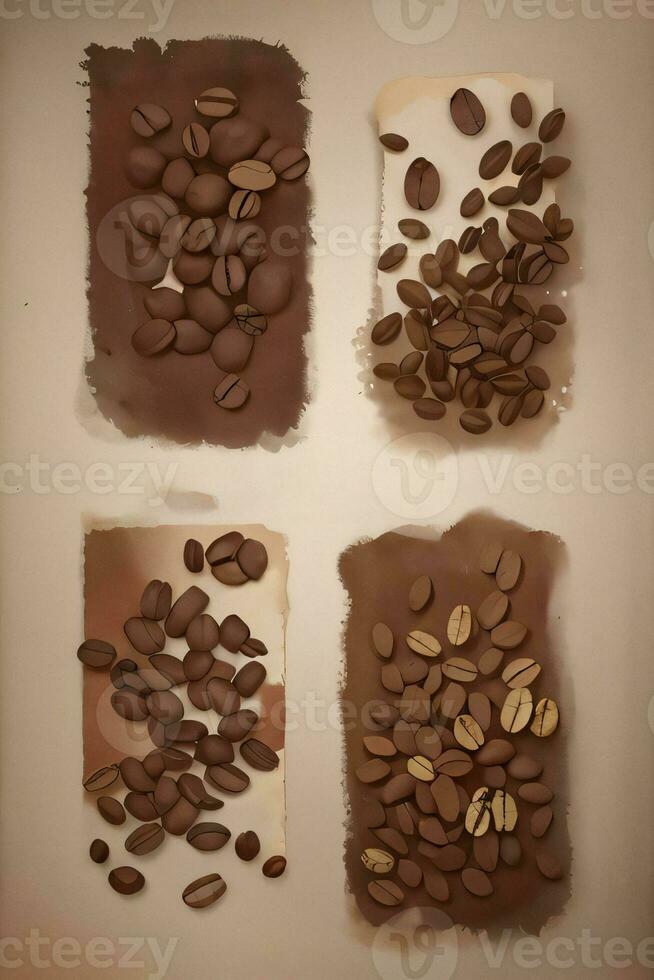 Vintage Background With Watercolor Coffee Beans and Leaves Cafe Template photo