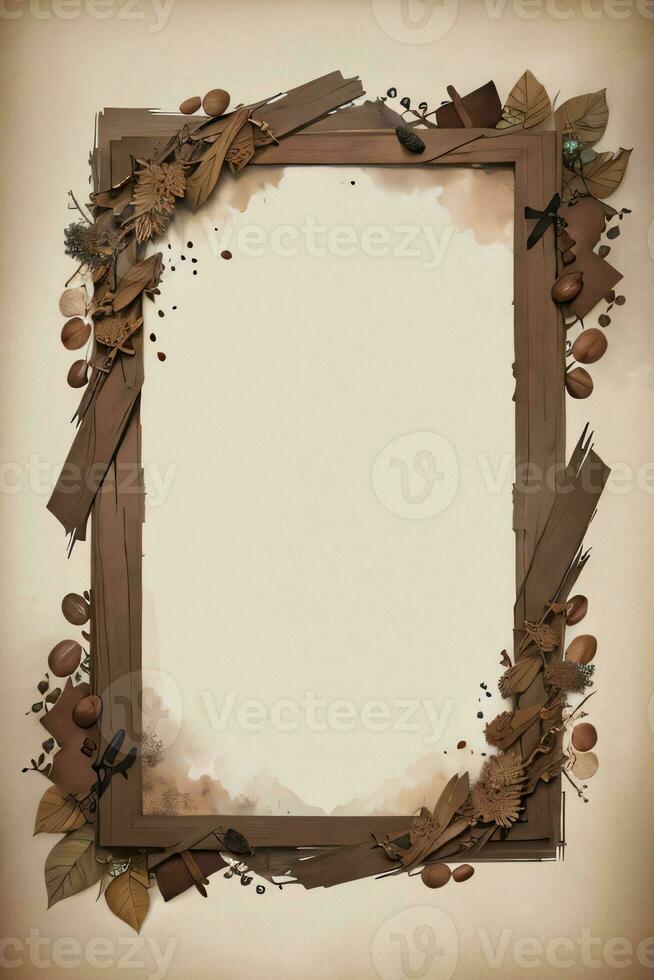 Vintage Background With Watercolor Coffee Beans and Leaves Cafe Template photo