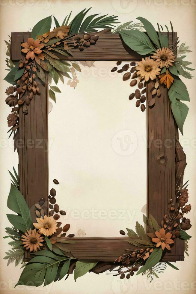 Vintage Background With Watercolor Coffee Beans and Leaves Cafe Template photo