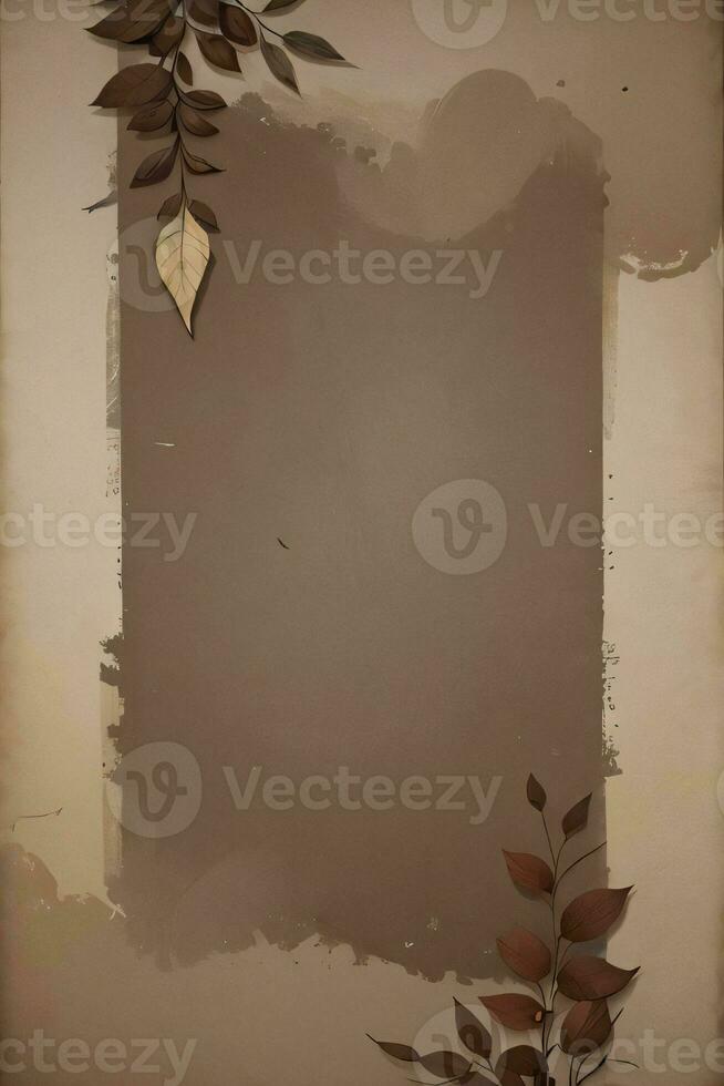Vintage Background With Watercolor Coffee Beans and Leaves Cafe Template photo