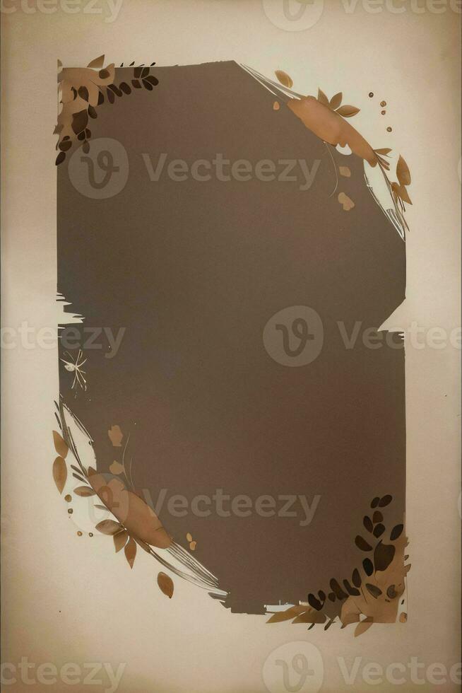 Vintage Background With Watercolor Coffee Beans and Leaves Cafe Template photo