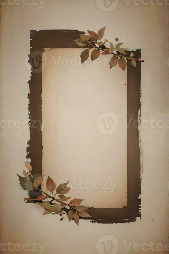 Vintage Background With Watercolor Coffee Beans and Leaves Cafe Template photo