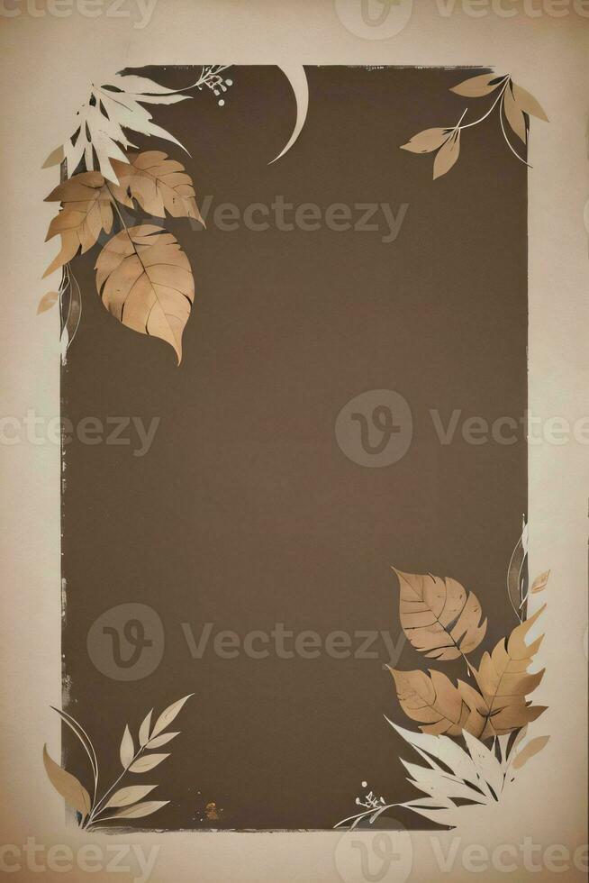 Vintage Background With Watercolor Coffee Beans and Leaves Cafe Template photo