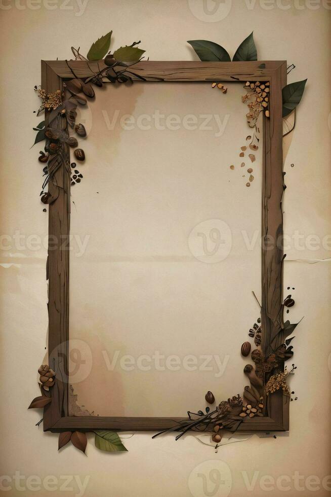 Vintage Background With Watercolor Coffee Beans and Leaves Cafe Template photo