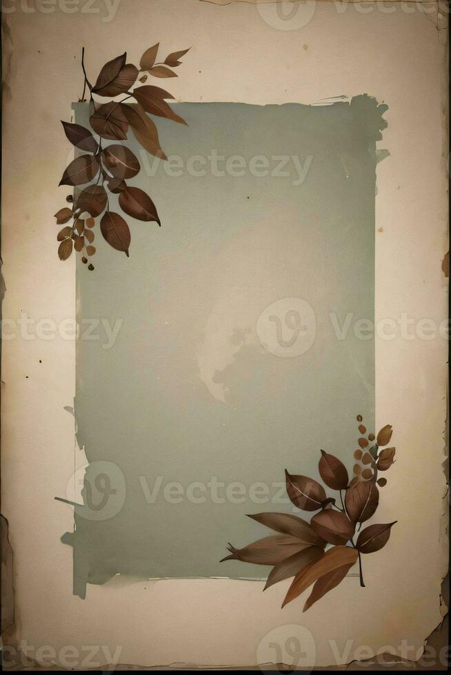 Vintage Background With Watercolor Coffee Beans and Leaves Cafe Template photo